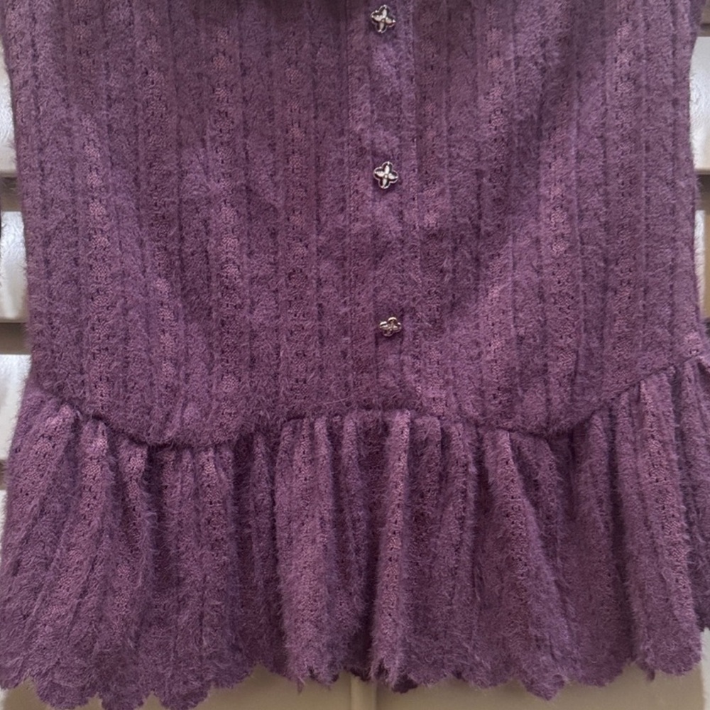 Dazy Lavender Off-Shoulder Ruffle Sweater - Picture 3 of 7